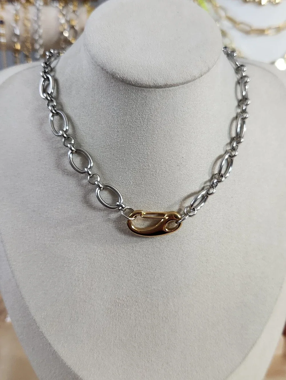 Two-Tone Charm Holder Necklace